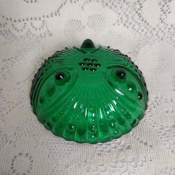 1950s Anchor Hocking Forest Emerald Green Burple Berry Oyster Pearl Nut Bowl - Picture 4 of 5